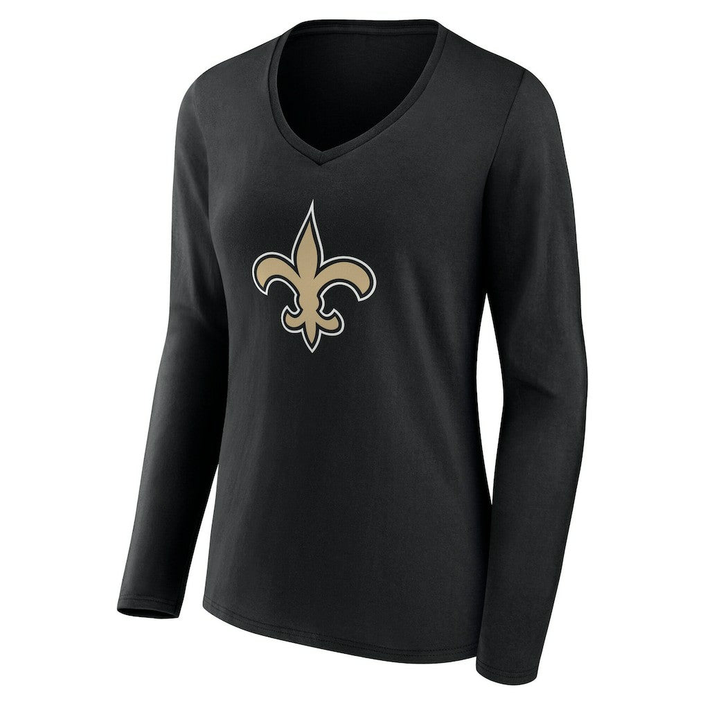Women's Team Authentic Personalized Name & Number Long Sleeve V-Neck T-Shirt - New Orleans Saints