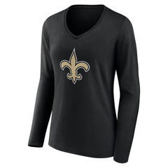 Women's Team Authentic Personalized Name & Number Long Sleeve V-Neck T-Shirt - New Orleans Saints