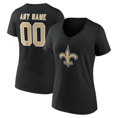Women's Team Authentic Personalized Name & Number V-Neck T-Shirt - New Orleans Saints