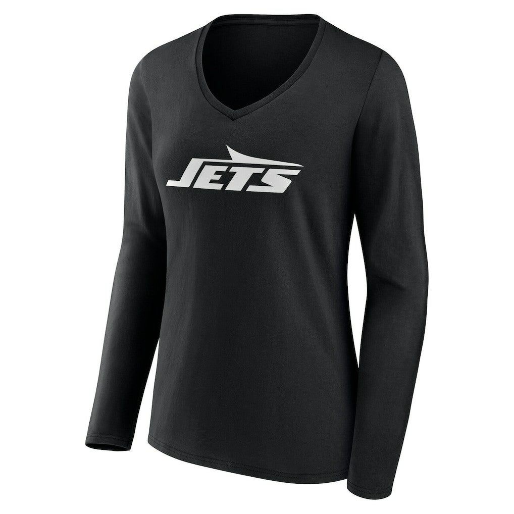 Women's Team Authentic Personalized Name & Number Long Sleeve V-Neck T-Shirt - New York Jets