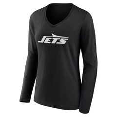 Women's Team Authentic Personalized Name & Number Long Sleeve V-Neck T-Shirt - New York Jets