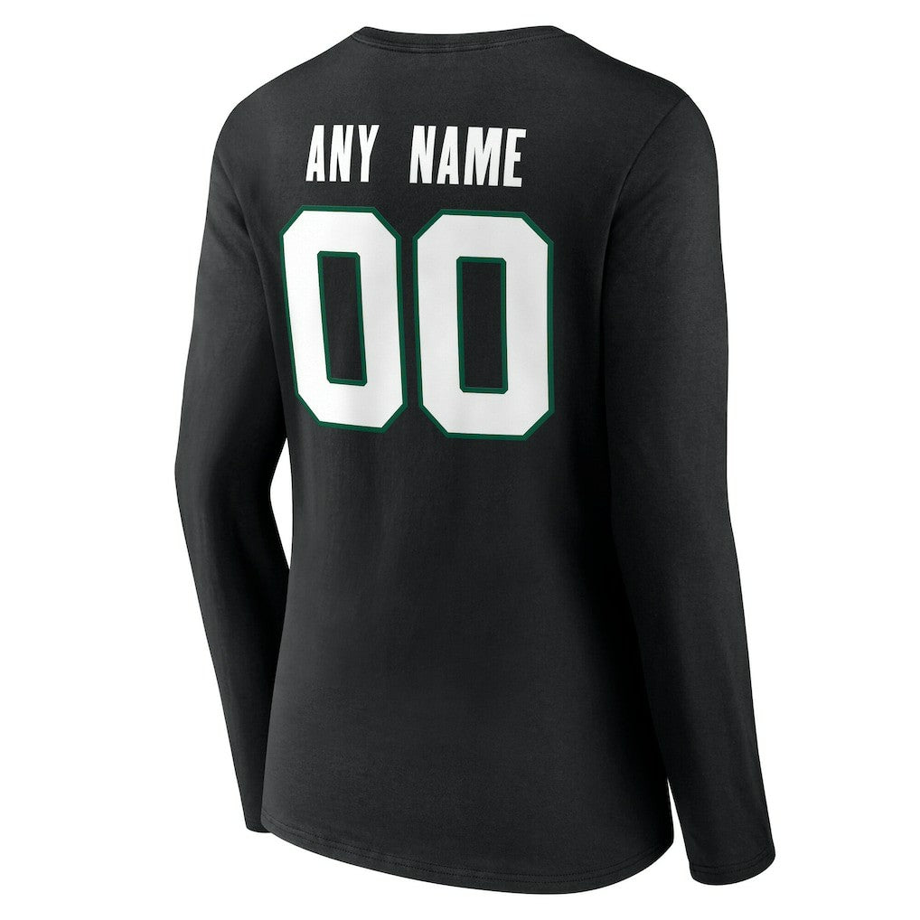 Women's Team Authentic Personalized Name & Number Long Sleeve V-Neck T-Shirt - New York Jets