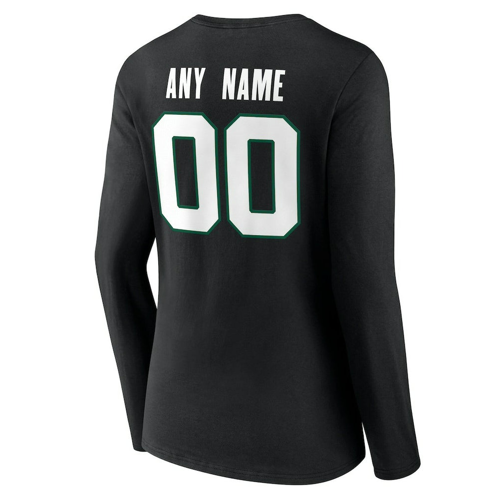 Women's Team Authentic Personalized Name & Number Long Sleeve V-Neck T-Shirt - New York Jets
