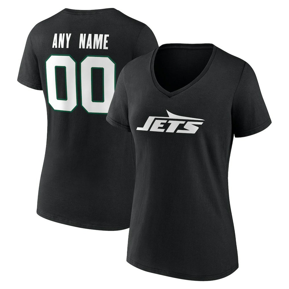 Women's Team Authentic Personalized Name & Number V-Neck T-Shirt - New York Jets
