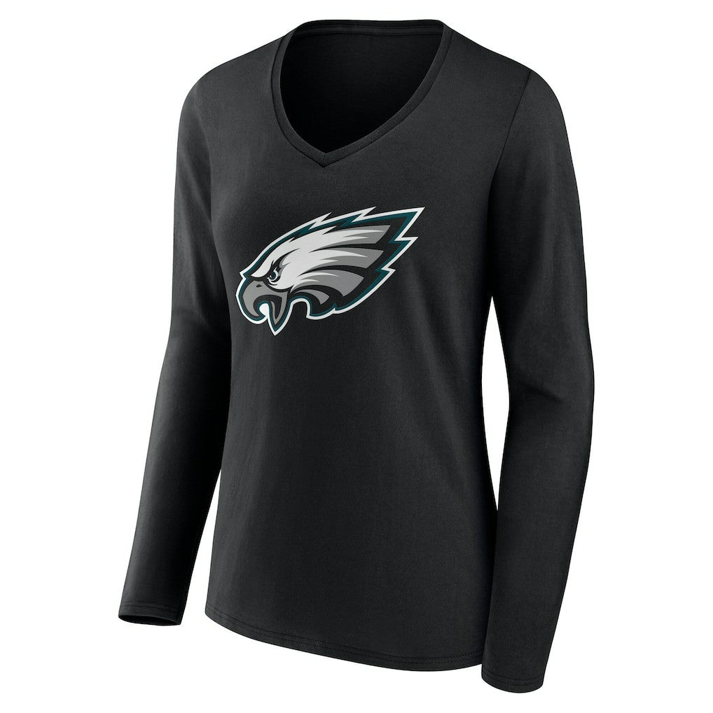 Women's Team Authentic Personalized Name & Number Long Sleeve V-Neck T-Shirt - Philadelphia Eagles