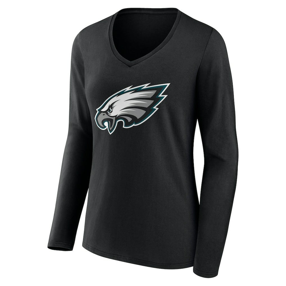 Women's Team Authentic Personalized Name & Number Long Sleeve V-Neck T-Shirt - Philadelphia Eagles