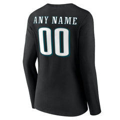 Women's Team Authentic Personalized Name & Number Long Sleeve V-Neck T-Shirt - Philadelphia Eagles