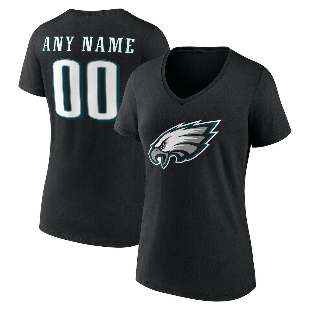 Women's Team Authentic Personalized Name & Number V-Neck T-Shirt - Philadelphia Eagles