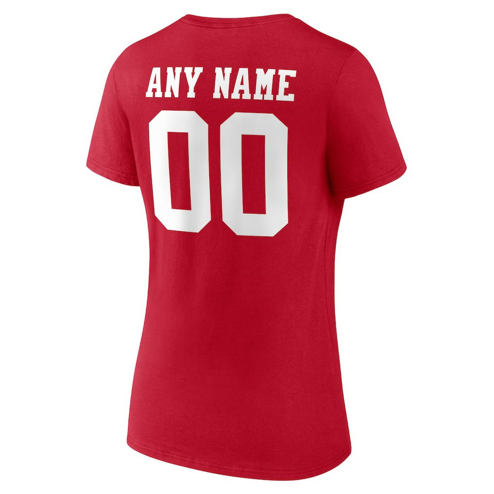Women's Team Authentic Personalized Name & Number V-Neck T-Shirt - San Francisco 49ers