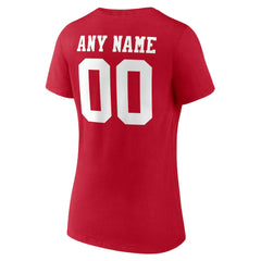 Women's Team Authentic Personalized Name & Number V-Neck T-Shirt - San Francisco 49ers