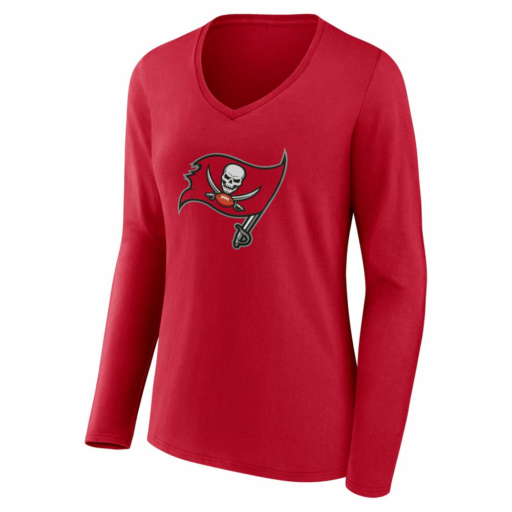Women's Team Authentic Personalized Name & Number Long Sleeve V-Neck T-Shirt - Tampa Bay Buccaneers