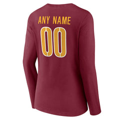 Women's Team Authentic Personalized Name & Number Long Sleeve V-Neck T-Shirt - Washington Commanders