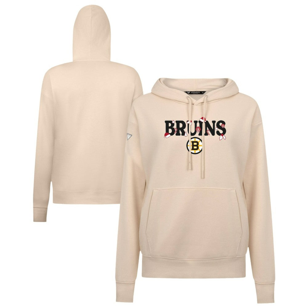 NHL Khaki Boston Bruins Levelwear Women's Festive Holiday Adorn Hoodie
