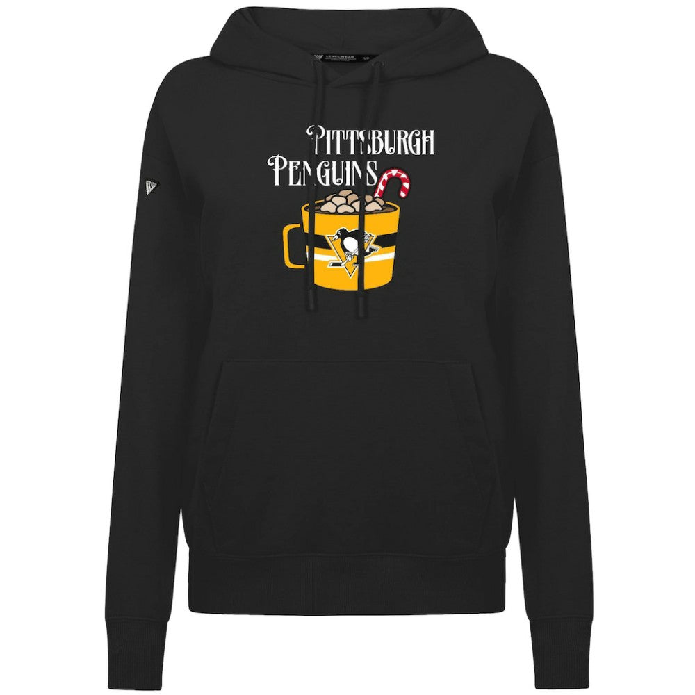 NHL Black Pittsburgh Penguins Levelwear Women's Mellow Holiday Adorn Hoodie