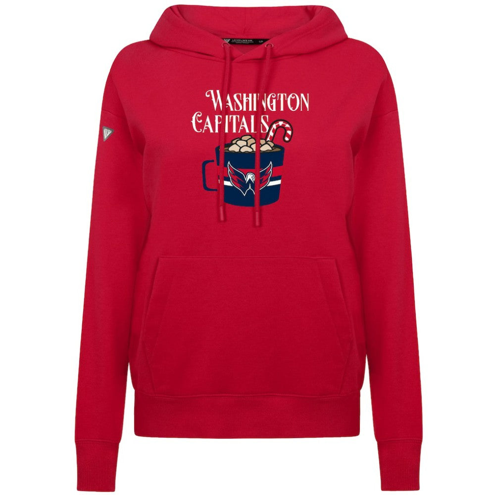 NHL Red Washington Capitals Levelwear Women's Mellow Holiday Adorn Hoodie