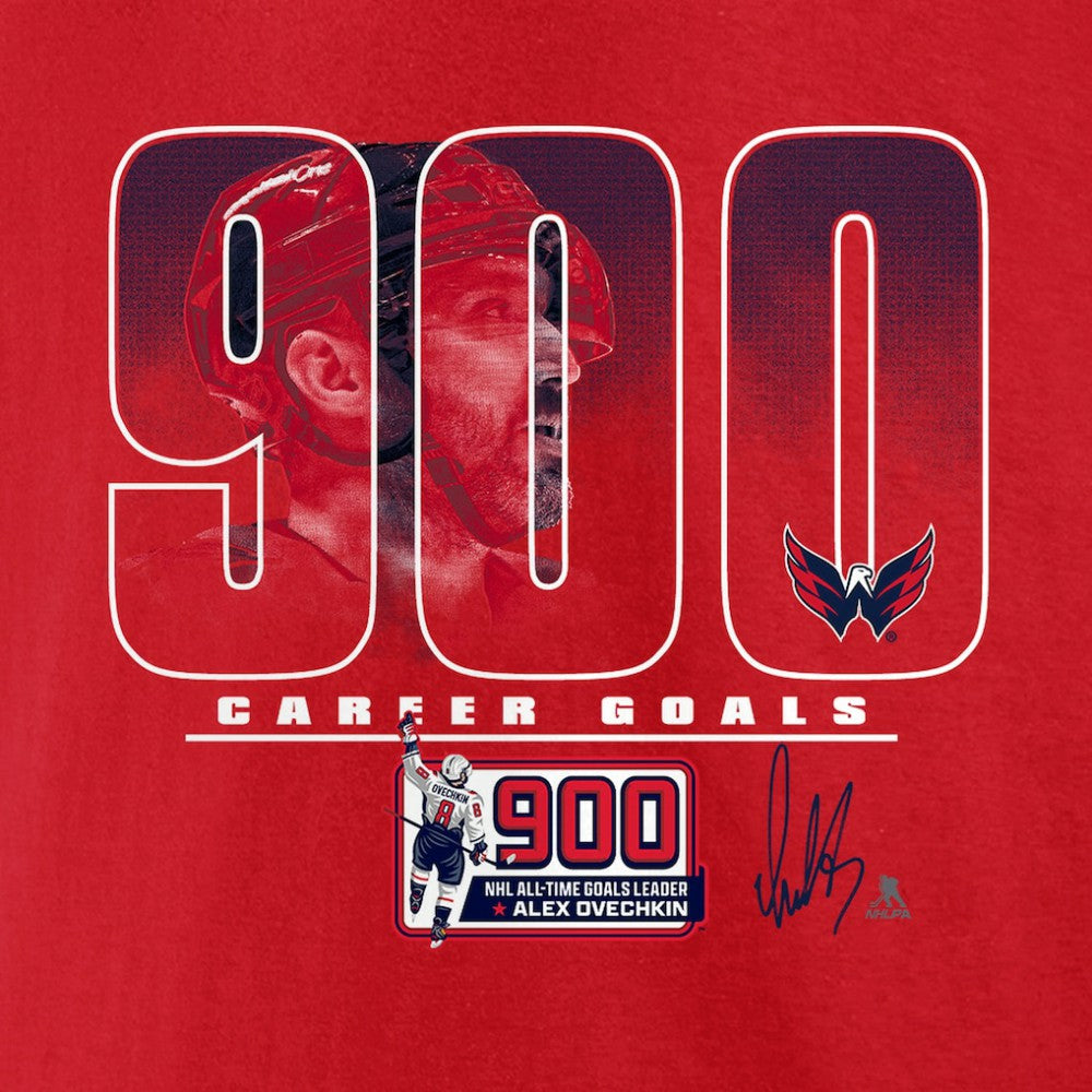 NHL Red Alexander Ovechkin Washington Capitals 900th Career Goal T-Shirt