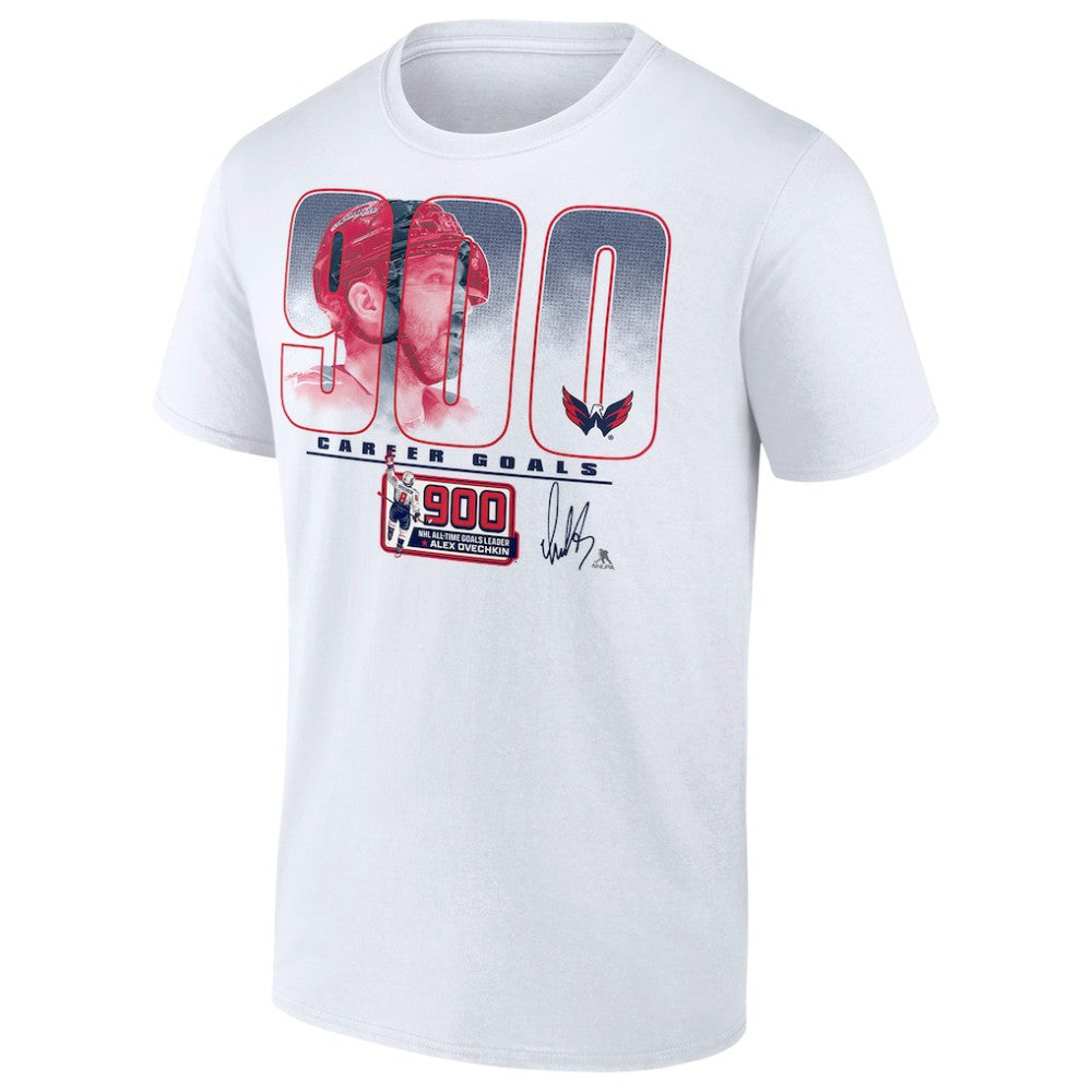 NHL White Alexander Ovechkin Washington Capitals 900th Career Goal T-Shirt