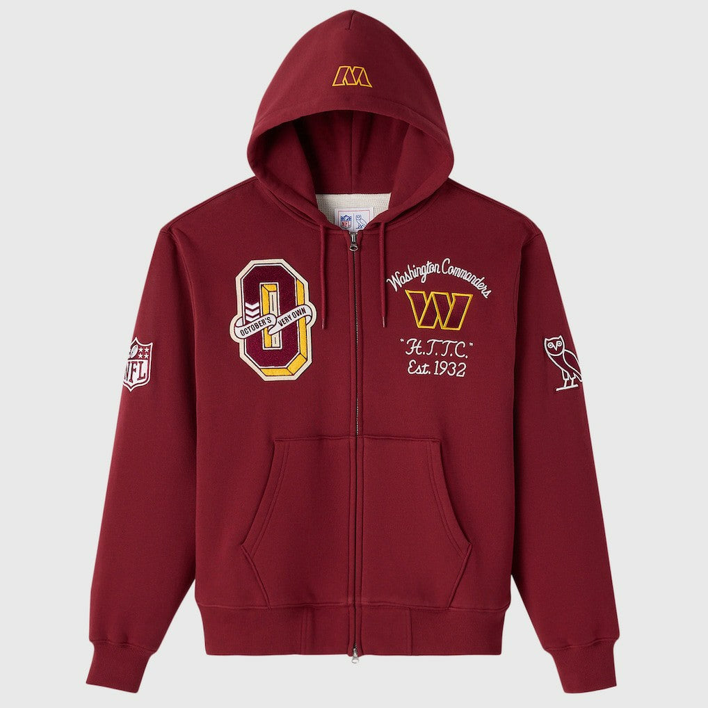OVO x NFL Unisex Full-Zip Waffle-Lined Hoodie - Washington Commanders
