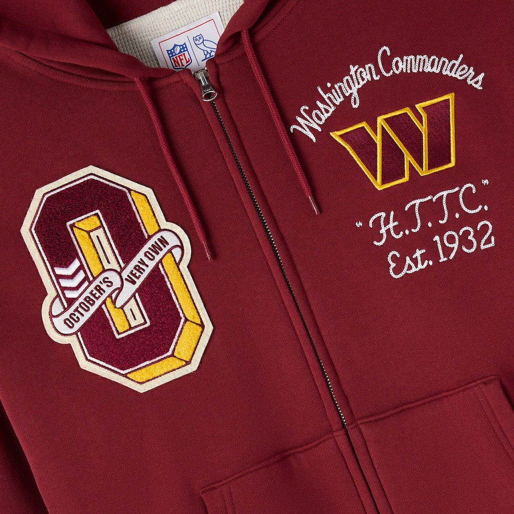 OVO x NFL Unisex Full-Zip Waffle-Lined Hoodie - Washington Commanders