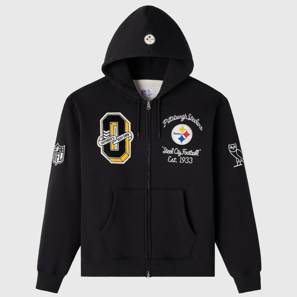 OVO x NFL Unisex Full-Zip Waffle-Lined Hoodie - Pittsburgh Steelers