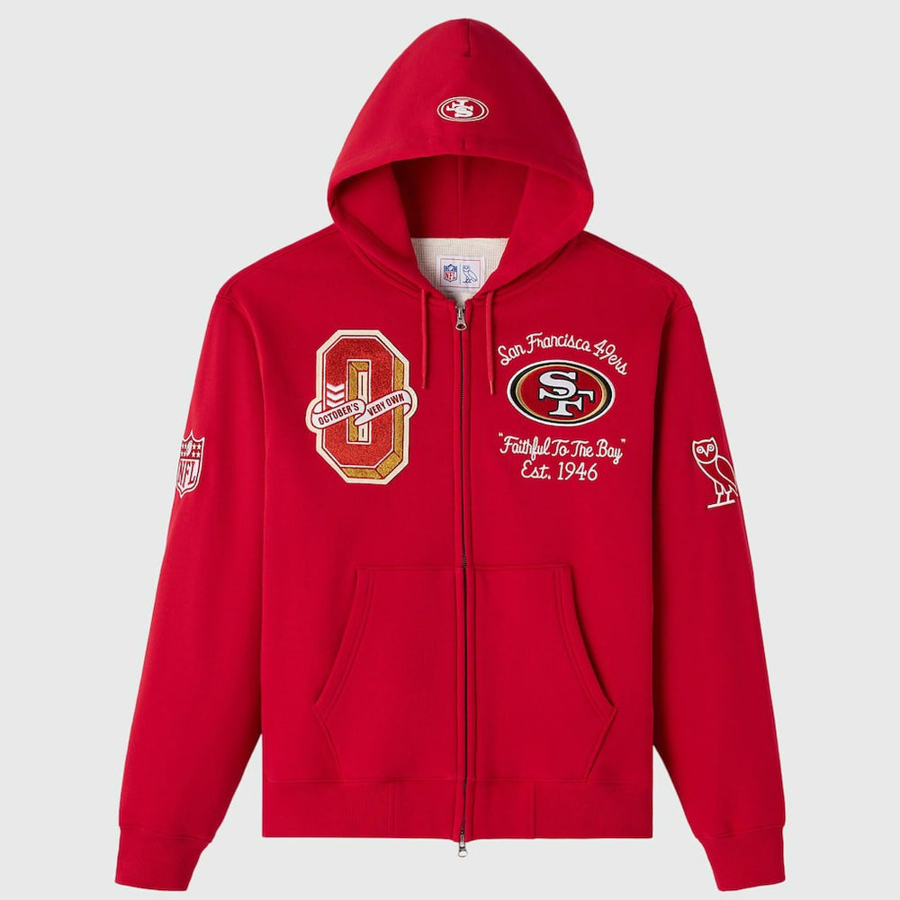 OVO x NFL Unisex Full-Zip Waffle-Lined Hoodie - San Francisco 49ers