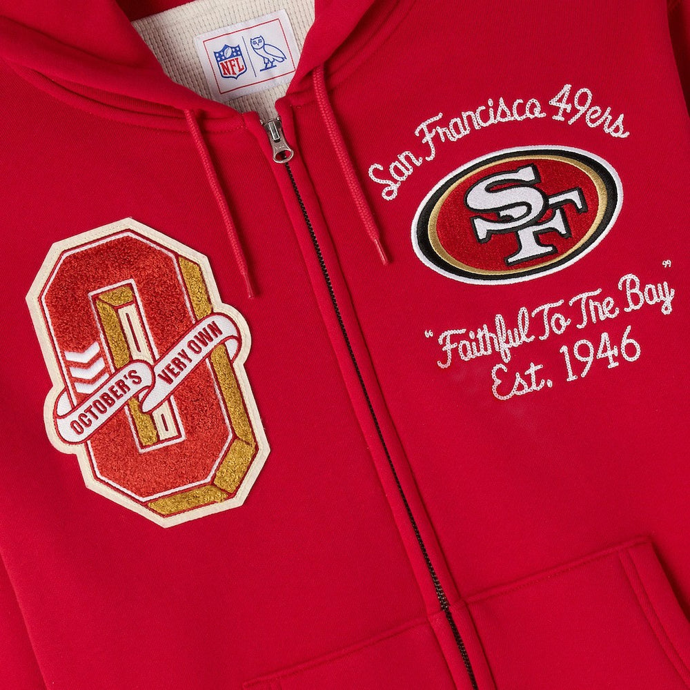OVO x NFL Unisex Full-Zip Waffle-Lined Hoodie - San Francisco 49ers