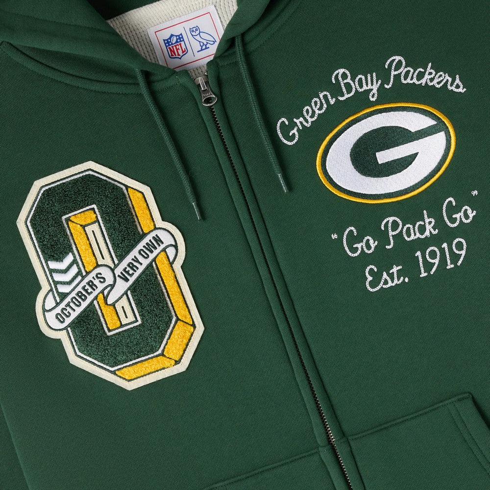 OVO x NFL Unisex Full-Zip Waffle-Lined Hoodie - Green Bay Packers