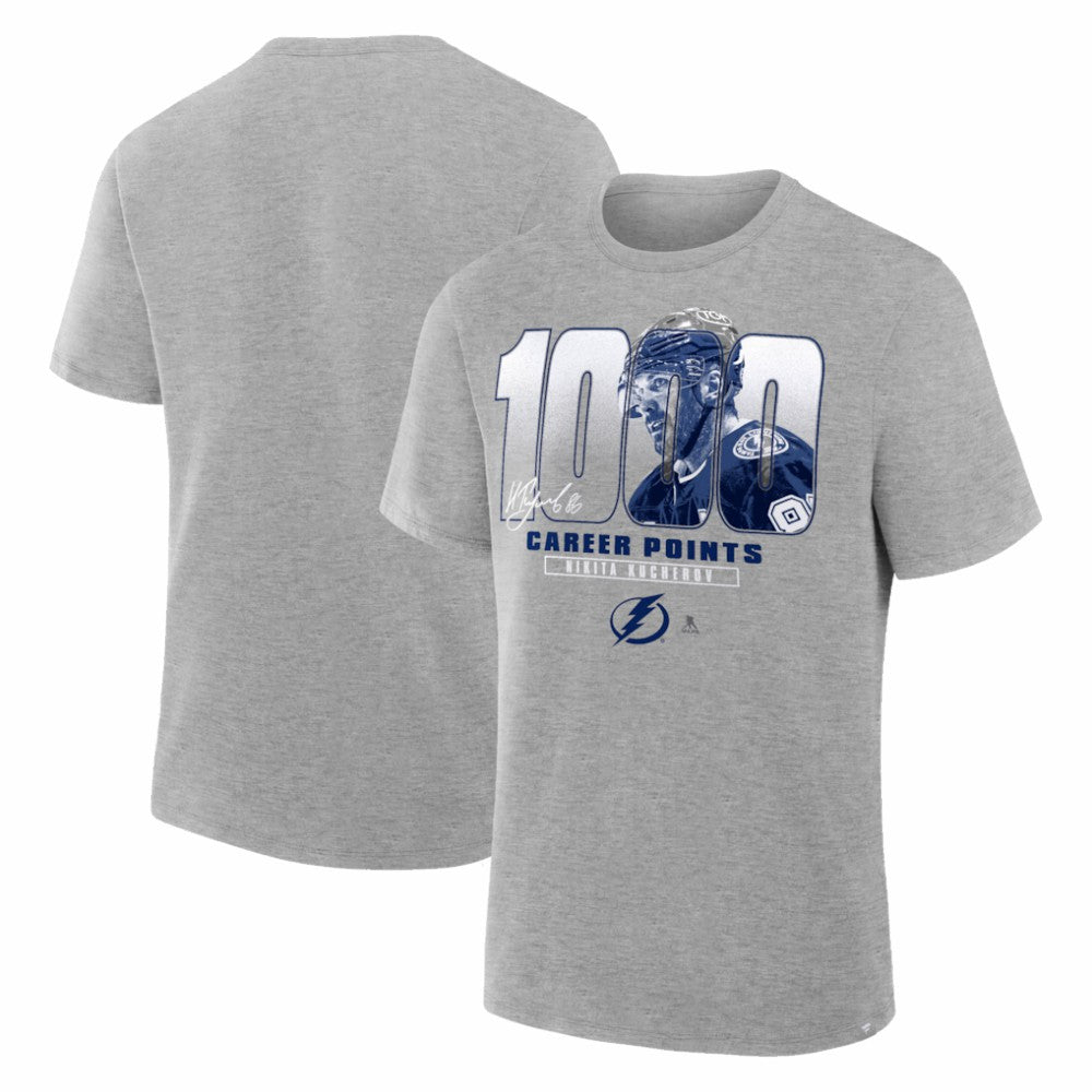NHL Gray Nikita Kucherov Tampa Bay Lightning 1000 Career Points Legacy T-Shirt