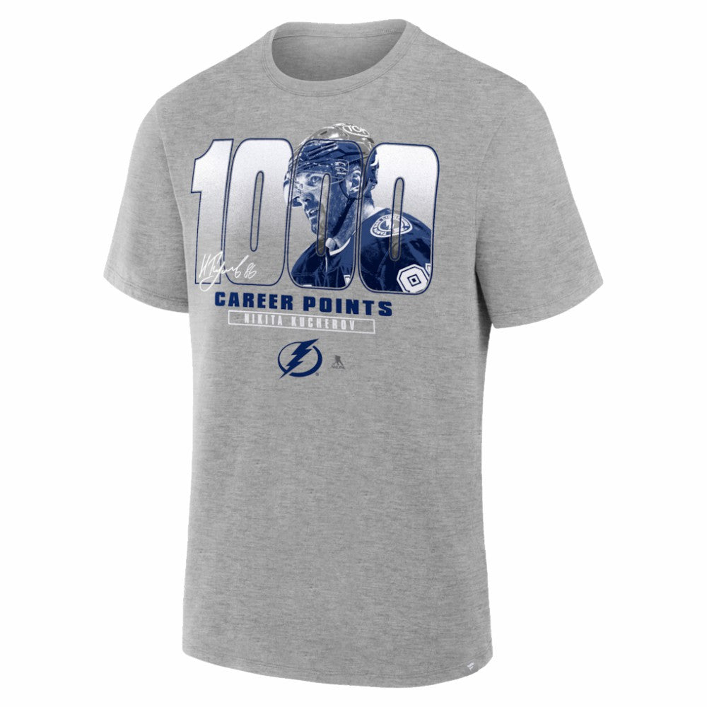 NHL Gray Nikita Kucherov Tampa Bay Lightning 1000 Career Points Legacy T-Shirt