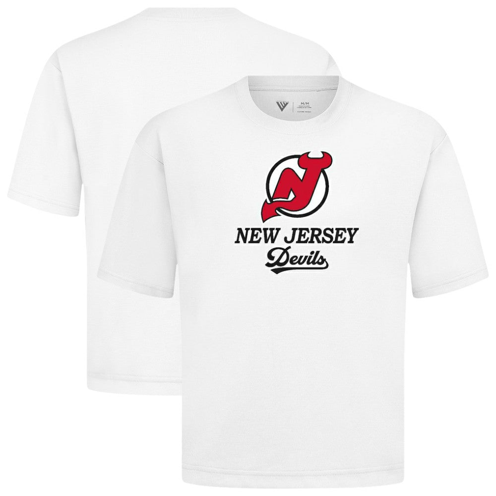 NHL White New Jersey Devils Levelwear Team Surge Luxe Signature Knit T-Shirt