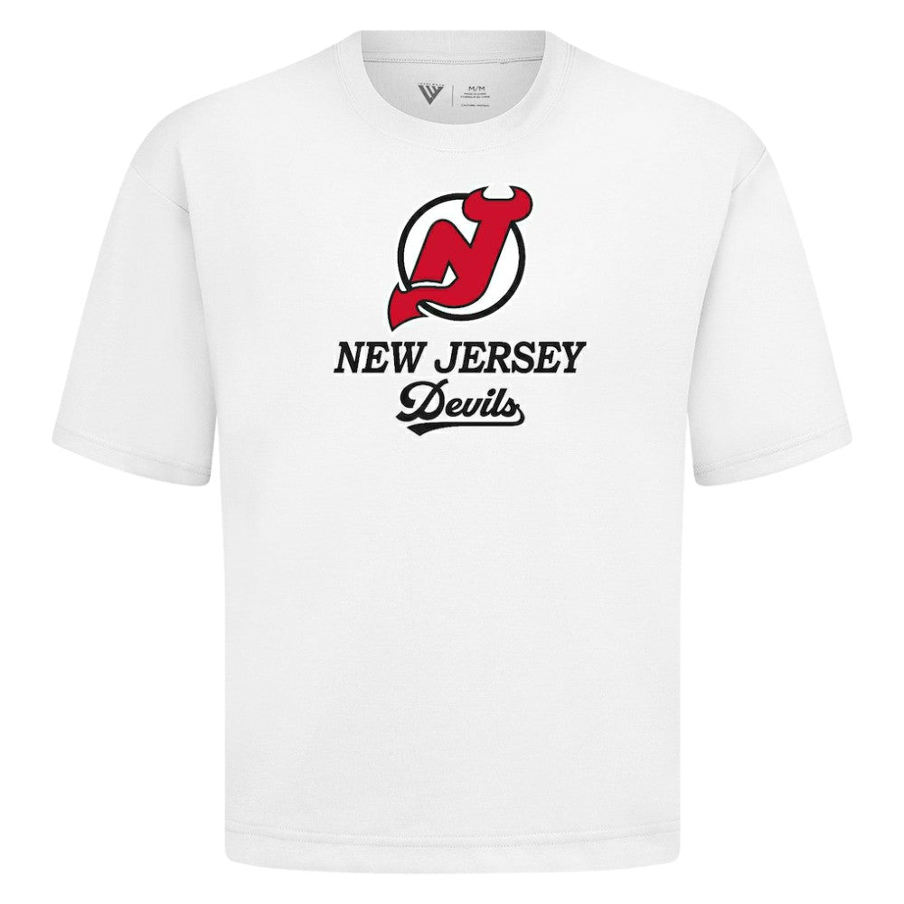 NHL White New Jersey Devils Levelwear Team Surge Luxe Signature Knit T-Shirt