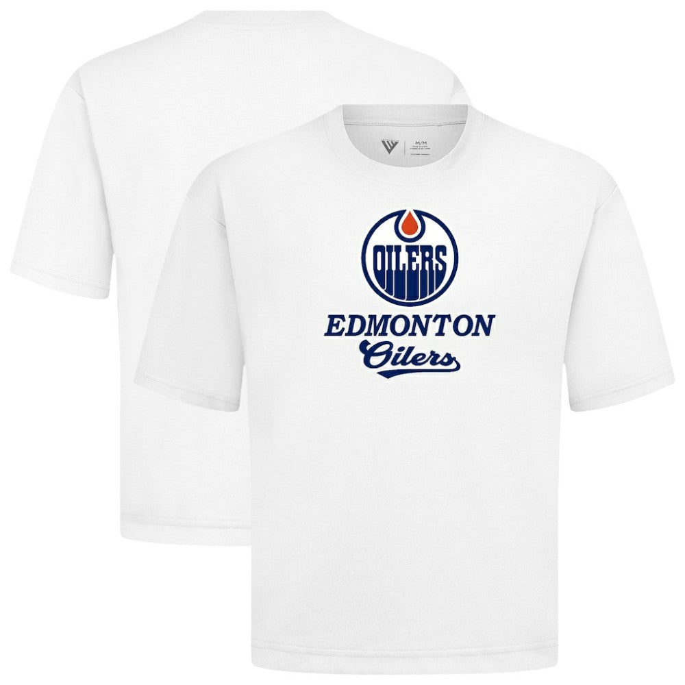 NHL White Edmonton Oilers Levelwear Team Surge Luxe Signature Knit T-Shirt