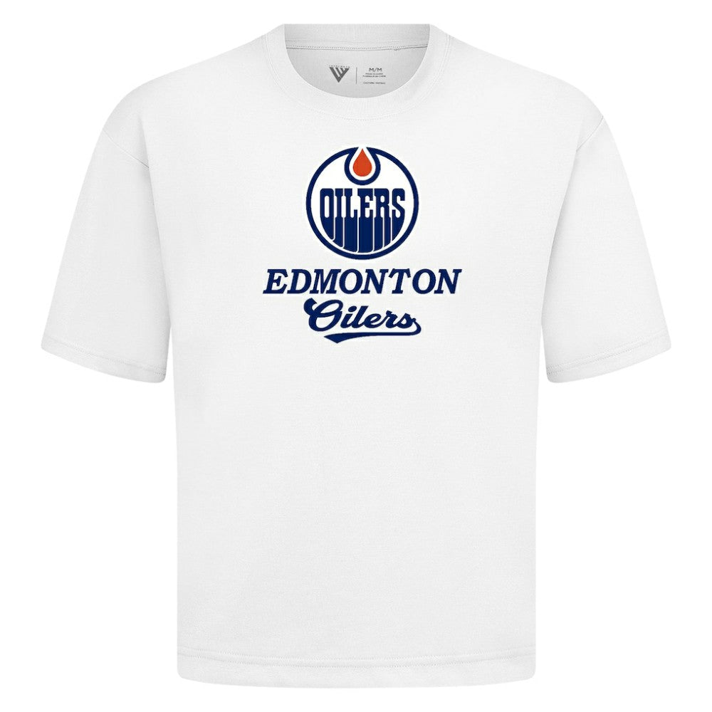NHL White Edmonton Oilers Levelwear Team Surge Luxe Signature Knit T-Shirt