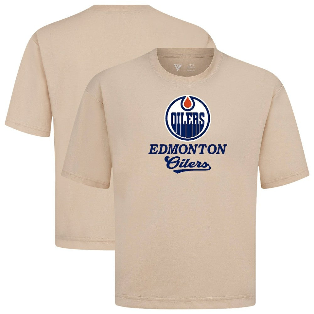 NHL Khaki Edmonton Oilers Levelwear Team Surge Luxe Signature Knit T-Shirt