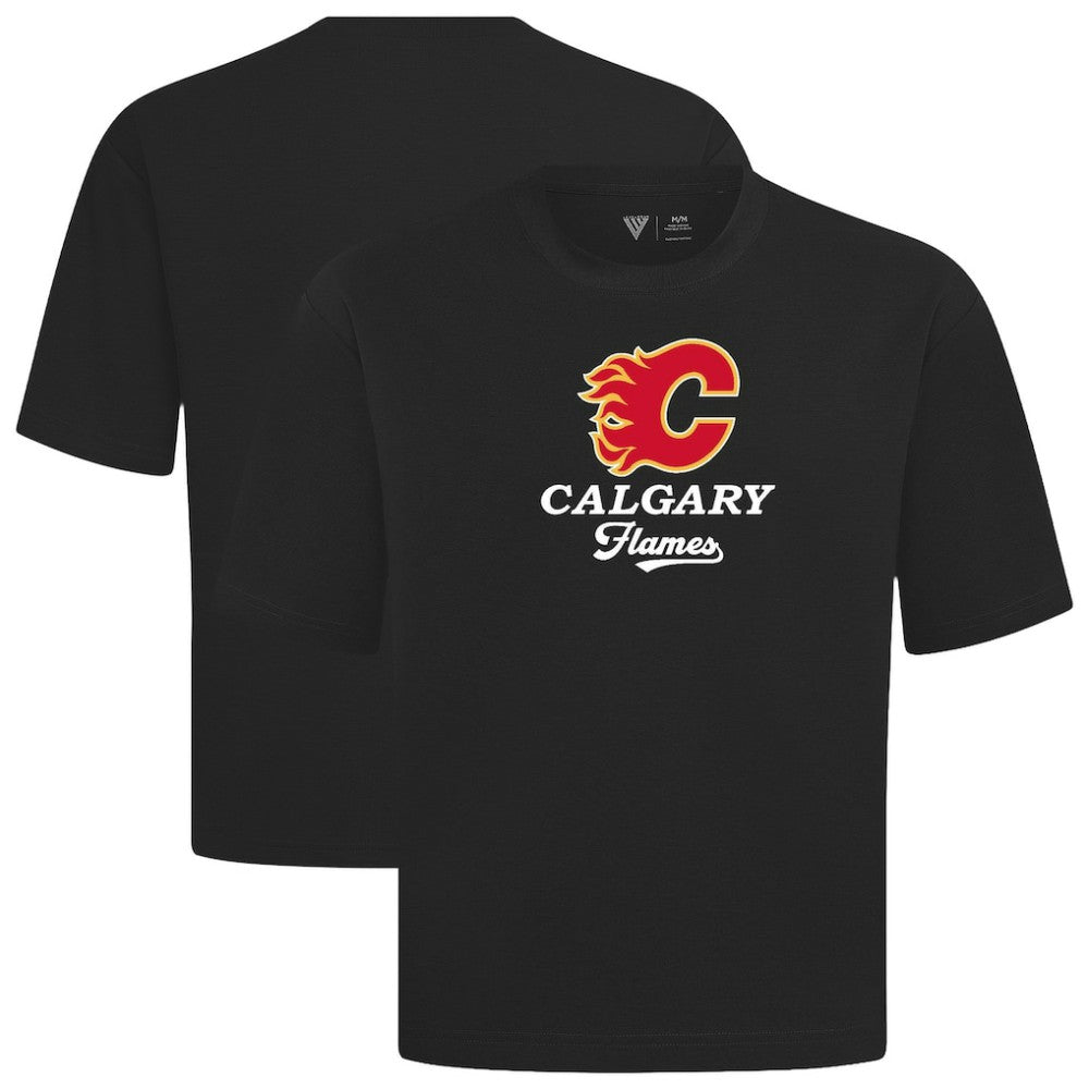 NHL Black Calgary Flames Levelwear Team Surge Luxe Signature Knit T-Shirt