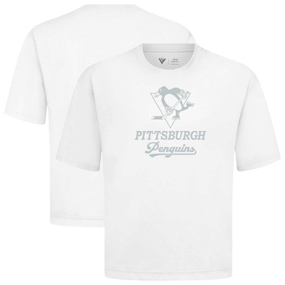 NHL White Pittsburgh Penguins Levelwear Shadow Surge Luxe Signature Knit T-Shirt