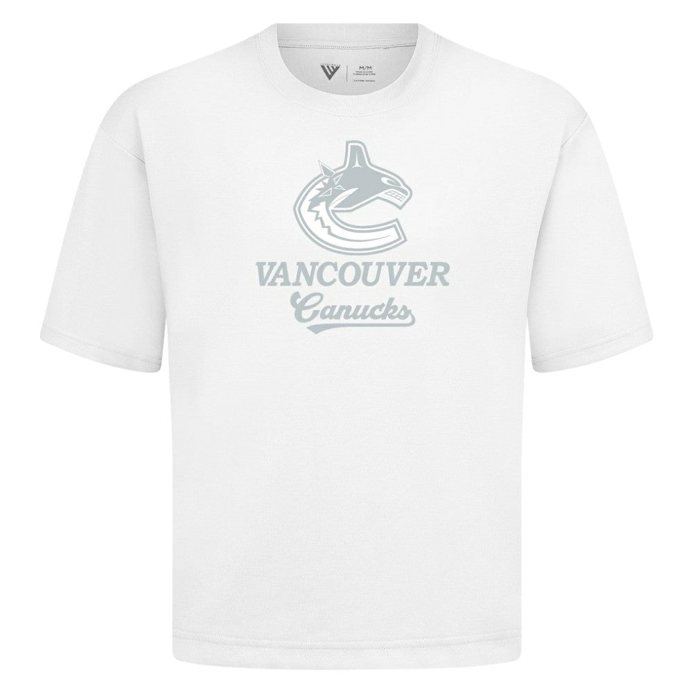 NHL White Vancouver Canucks Levelwear Shadow Surge Luxe Signature Knit T-Shirt