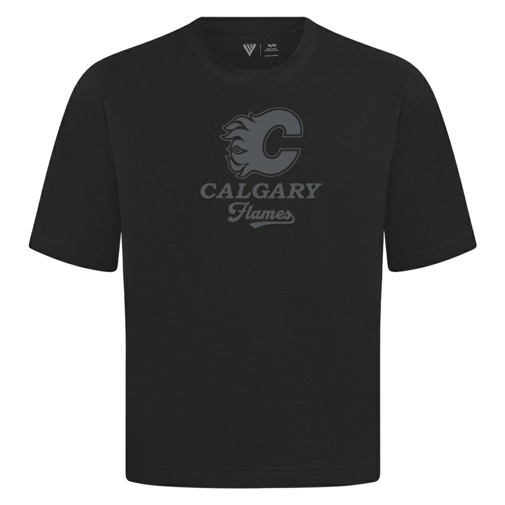 NHL Black Calgary Flames Levelwear Shadow Surge Luxe Signature Knit T-Shirt