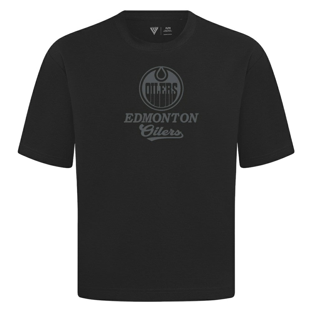 NHL Black Edmonton Oilers Levelwear Shadow Surge Luxe Signature Knit T-Shirt