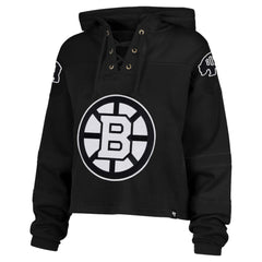 NHL Black Boston Bruins '47 Women's Cropped Lacer Hoodie