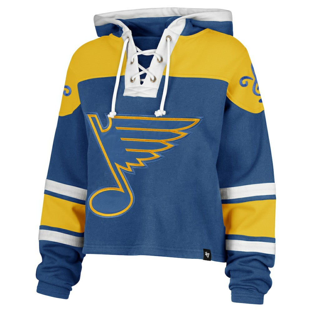 NHL Blue St. Louis Blues '47 Women's Cropped Lacer Hoodie