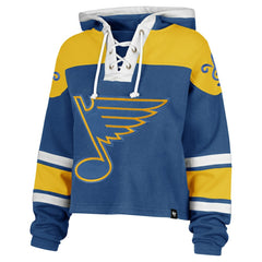 NHL Blue St. Louis Blues '47 Women's Cropped Lacer Hoodie