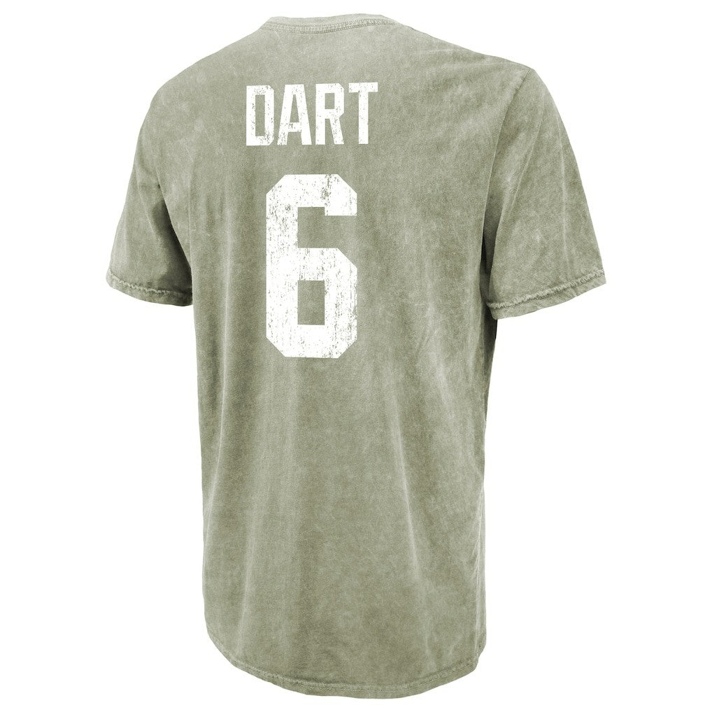 Jaxson Dart  Majestic Threads Mineral Wash Name & Number T-Shirt - New York Giants