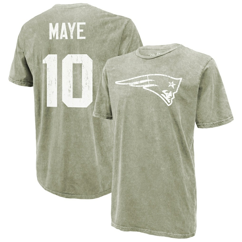 Drake Maye  Majestic Threads Mineral Wash Name & Number T-Shirt - New England Patriots