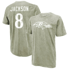 Lamar Jackson  Majestic Threads Mineral Wash Name & Number T-Shirt - Baltimore Ravens