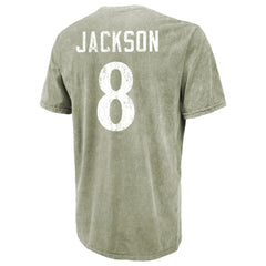 Lamar Jackson  Majestic Threads Mineral Wash Name & Number T-Shirt - Baltimore Ravens