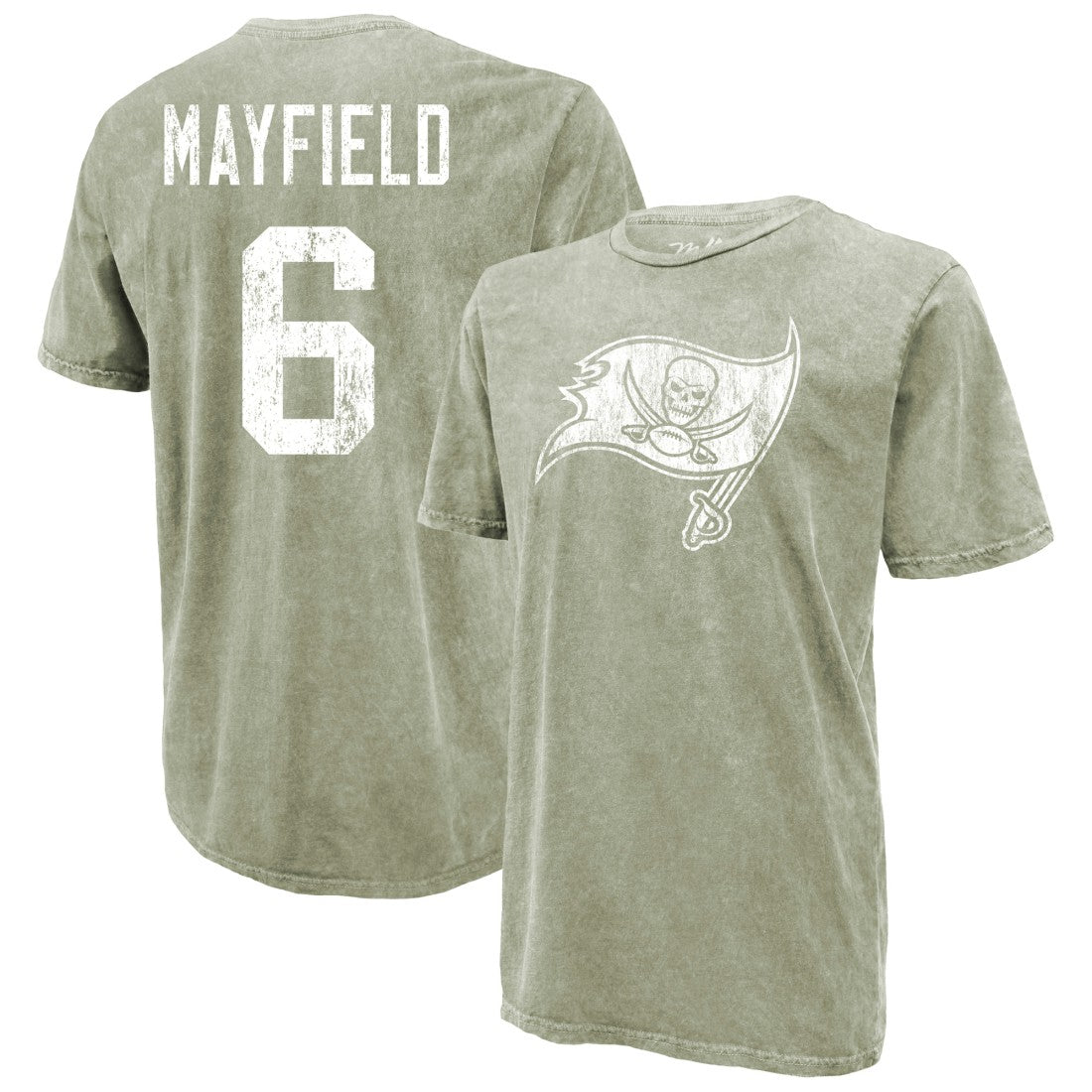 Baker Mayfield  Majestic Threads Mineral Wash Name & Number T-Shirt - Tampa Bay Buccaneers