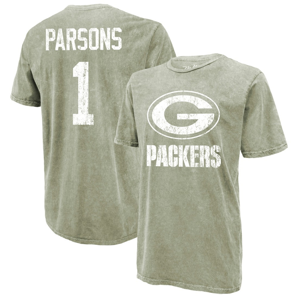 Micah Parsons  Majestic Threads Mineral Wash Name & Number T-Shirt - Green Bay Packers