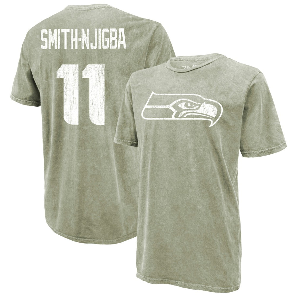 Jaxon Smith-Njigba  Majestic Threads Mineral Wash Name & Number T-Shirt - Seattle Seahawks
