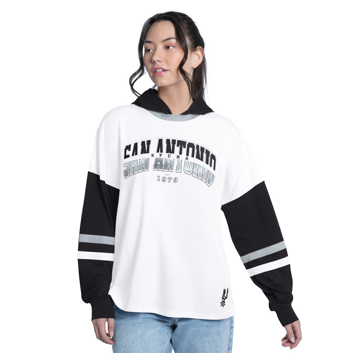 NBA San Antonio Spurs G-III 4Her by Carl Banks Women's Key Player Oversized Hooded Long Sleeve T-Shirt